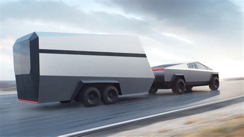 tesla cyber truck and trailer.